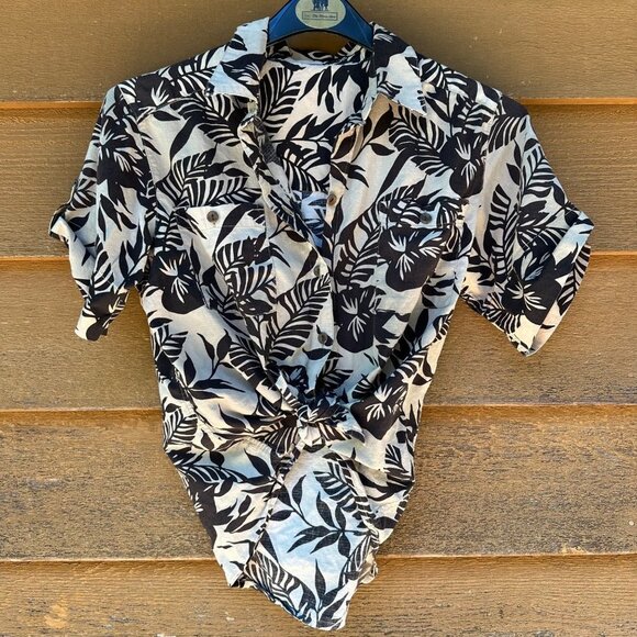 Vintage Island Brown Tan Hawaiian Style Button Down Women’s Top Size S - Picture 1 of 14